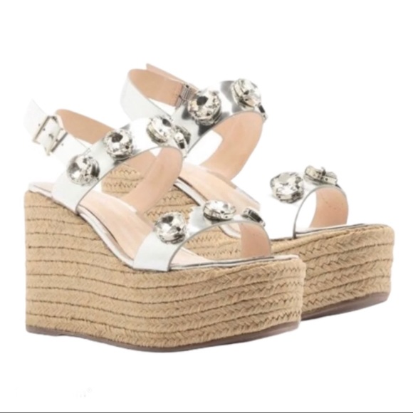 SCHUTZ Shoes - SCHUTZ Bling Silver Espadrilles